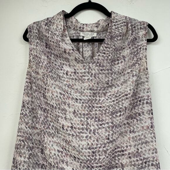 Rachel Zoe Purple Abstract Print Sleeveless Blouse Womens M Flowy Classic Top - Picture 2 of 10